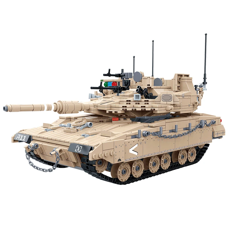 

Gulo gulo 1540pcs WW2 Military Mekava Challenger Main Battle Tank Building Blocks Army City Bricks Toys Gifts For Kids Gifts