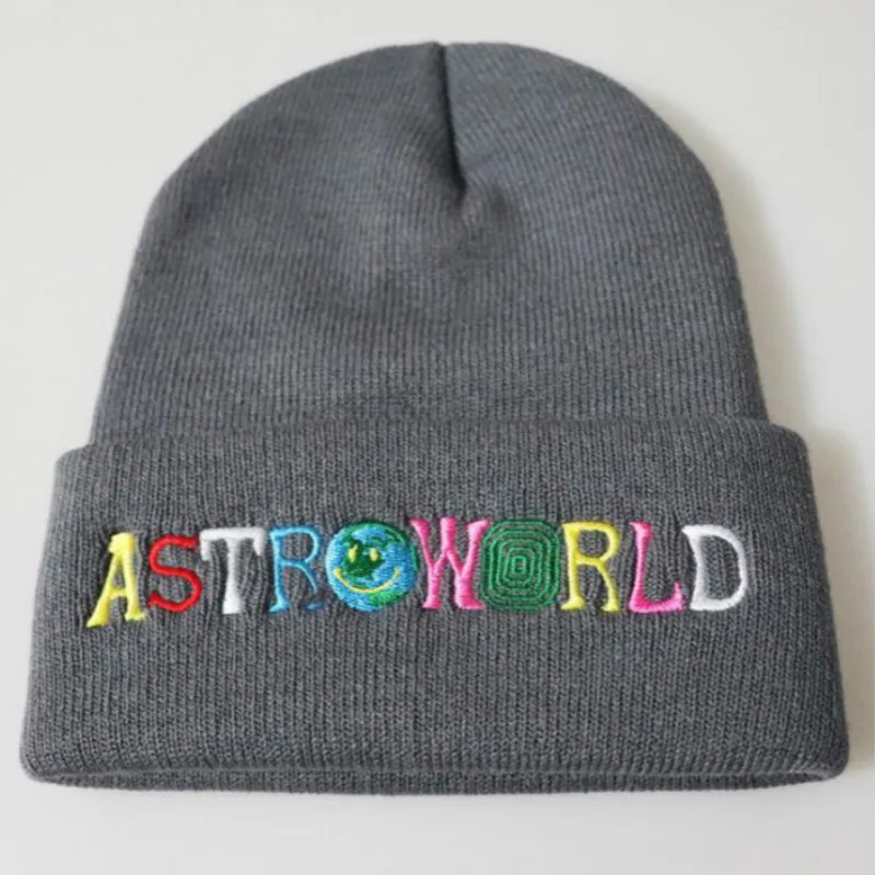 ASTRO WORLD мужская вязаная шапка с вышивкой астромир Skullies Beanie уличная Теплая Лыжная Шапка женская модная зимняя шапка
