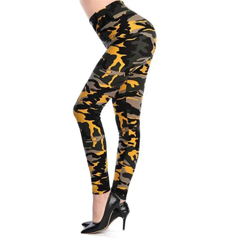 

New Fashion Camouflage Printing Elasticity Leggings Plus Size Camouflage Fitness Pants Casual Milk Stretchy Legging for Women