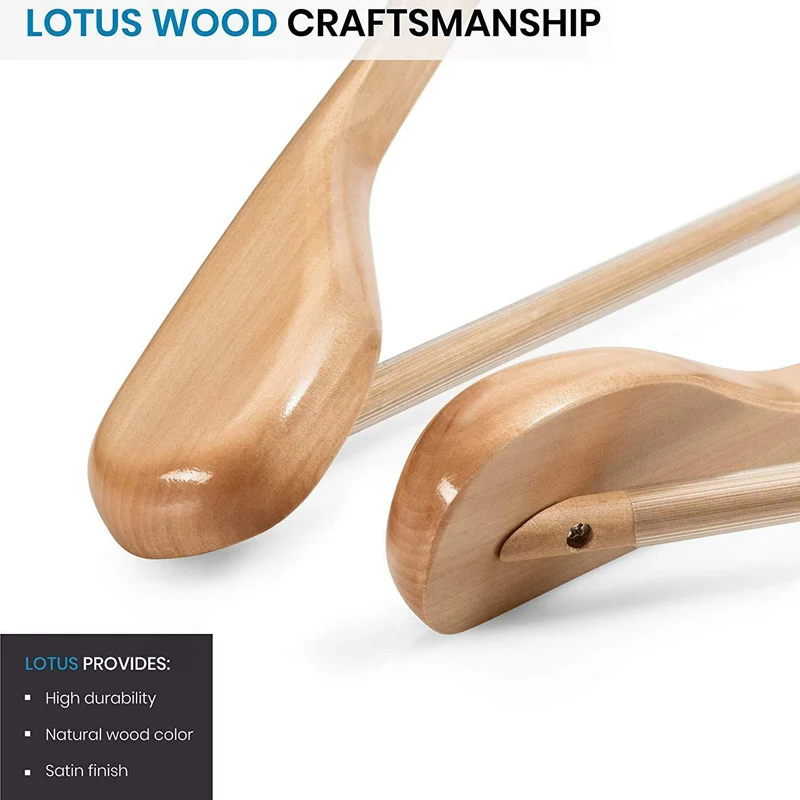 

6 Pcs Wide Shoulder Wooden Hangers with Non Slip Pants Bar for Coat Clothes Dress Suit RH