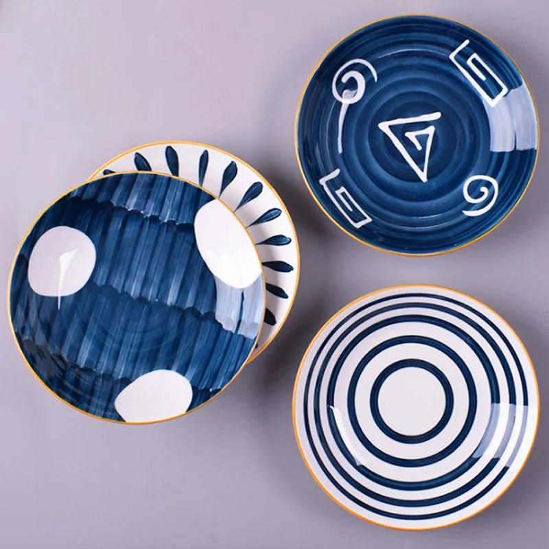 Цена оптовой продажи 4 шт. японский ручной росписью Керамика глубокое блюдо Семья