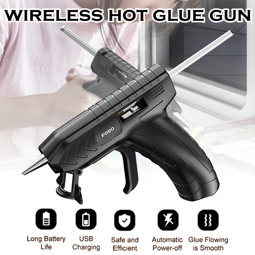 

Пистолет для термоклея + набор клеевых стержней 10/40 шт., беспроводной Перезаряжаемый аппликатор для горячего клея, набор для домашнего ремон...