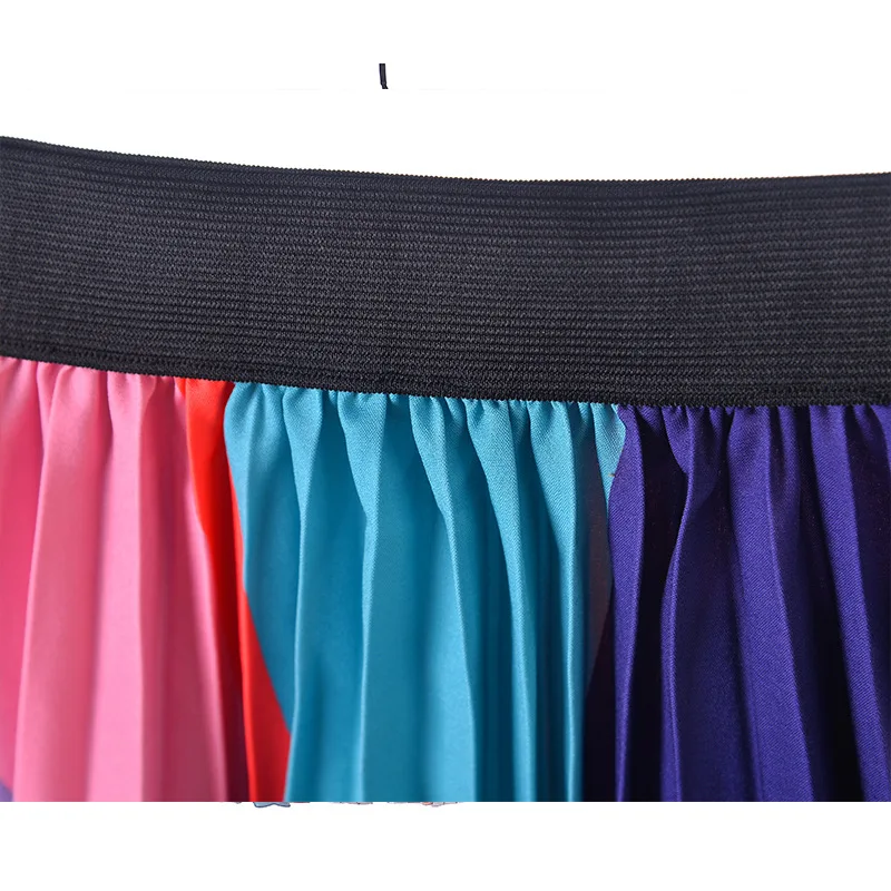 Повседневная Женская длинная Радужная плиссированная юбка с высокой талией VD2312 |