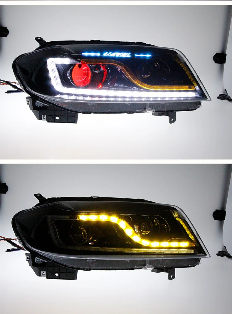 

eOsuns HID LED headlight assembly angel eye daytime running light with turn signal for Haval H6