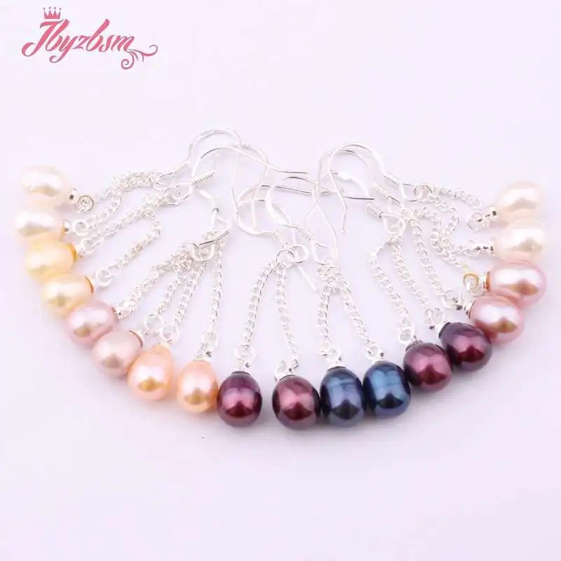 4 6x5 7mm Natural Oval Freshwater Pearl Gem Stone Beads White Tibetan Silver Dangle Hook Earrings 1 Pair Wholesale Free Shipping|hook