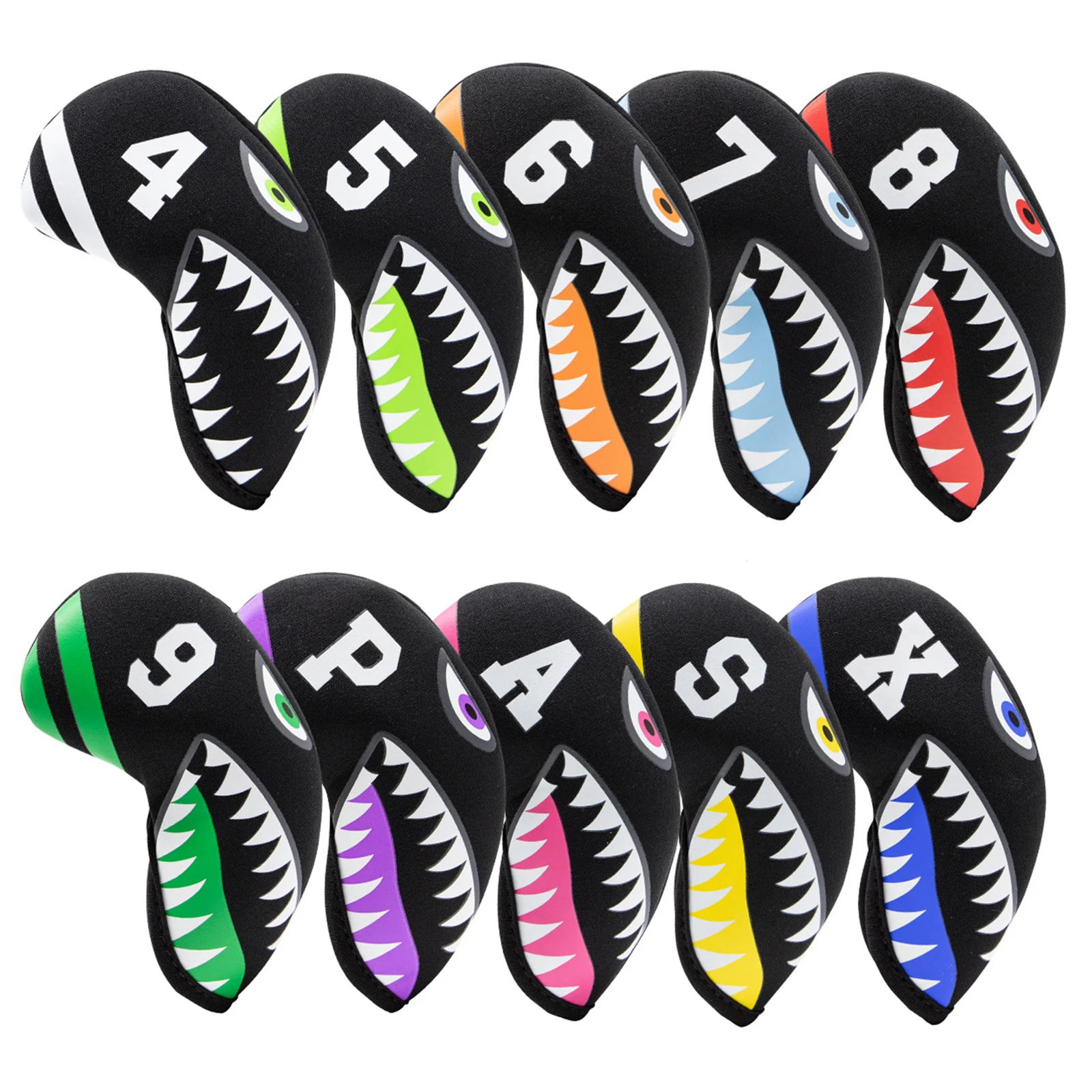 

10pcs Golf Iron Head Cover Durable Club Headcover Protection Sleeve with Sticker Closure Printed Numbers