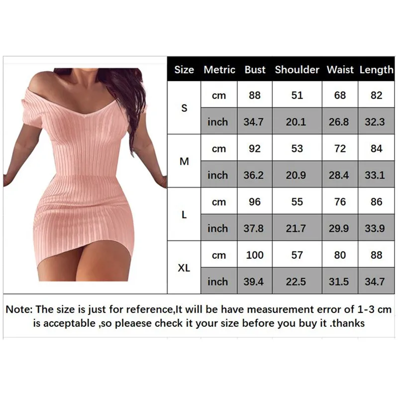 

Women Summer Dress 2020 Sexy Off Shoulder Deep V neck Short Sleeve Slim Elastic Bodycon Party Elegant Mini Dresses Vestidos
