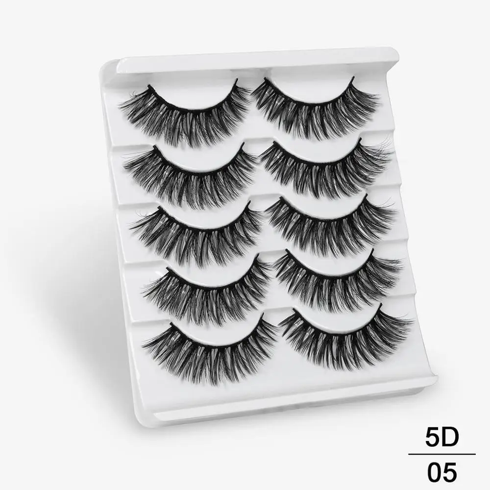 2/5 пар 3D искусственным мехом норки, накладные ресницы в естественном стиле/толстые длинные ресницы тонкими макияж Красота клей для наращивания ресниц инструменты для макияжа бровей - Цвет: 5D05