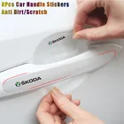 8 шт. Защитная Наклейка на дверную ручку автомобиля, пленка против царапин для Skoda Octavia Rapid Kodiaq Karoq Fabia Kamiq, превосходная производная