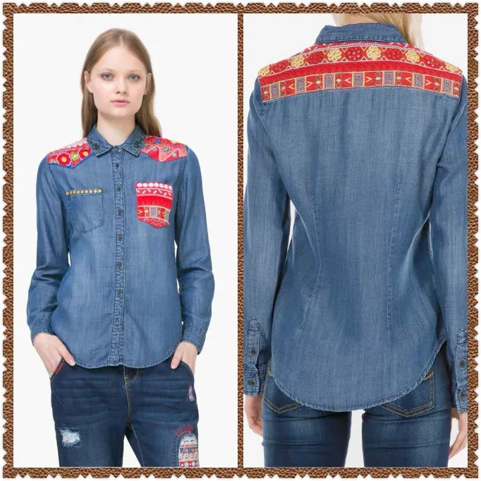 DESIGUAL новинка, Испанский Стиль, ручная роспись, v-образный вырез, блузка(689