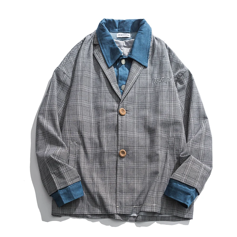 

Женский клетчатый блейзер с имитацией двух предметов, осень 2020, однобортная куртка с длинным рукавом, Офисная Женская Повседневная Верхняя ...