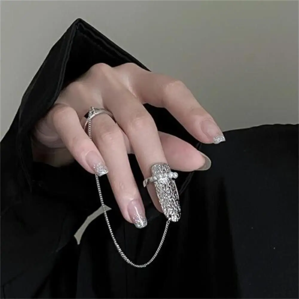 

Statement Silver Color Fashion Simple Design Nail Cover for Women Finger Nail Rings Nail Ring