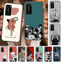 anime chainsaw man case clear phone case for huawei honor 20 10 9 8a 7 5t x pro lite 5g black etui coque hoesjes comic fash