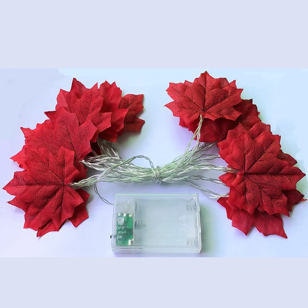 Светодиодный гирлянда с кленовыми листьями Сказочная светящаяся на батарейках