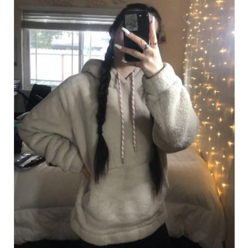 ZAFUL зимние мужские толстовки плотная сумка с карманами пушистый Женский пуловер