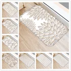 Противоскользящий коврик серебристо-белый цветок, для кухонной и входной двери коврик, фланелевый ковер, резиновый креативный коврик для дома