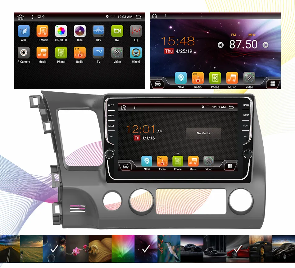 Eunavi 4G+ 64G 2 DIN ips Android 9,0 автомобильный Радио Мультимедиа Видео плеер gps для Honda Civic 2006-2011 2din автомобильный ПК 9 дюймов без dvd