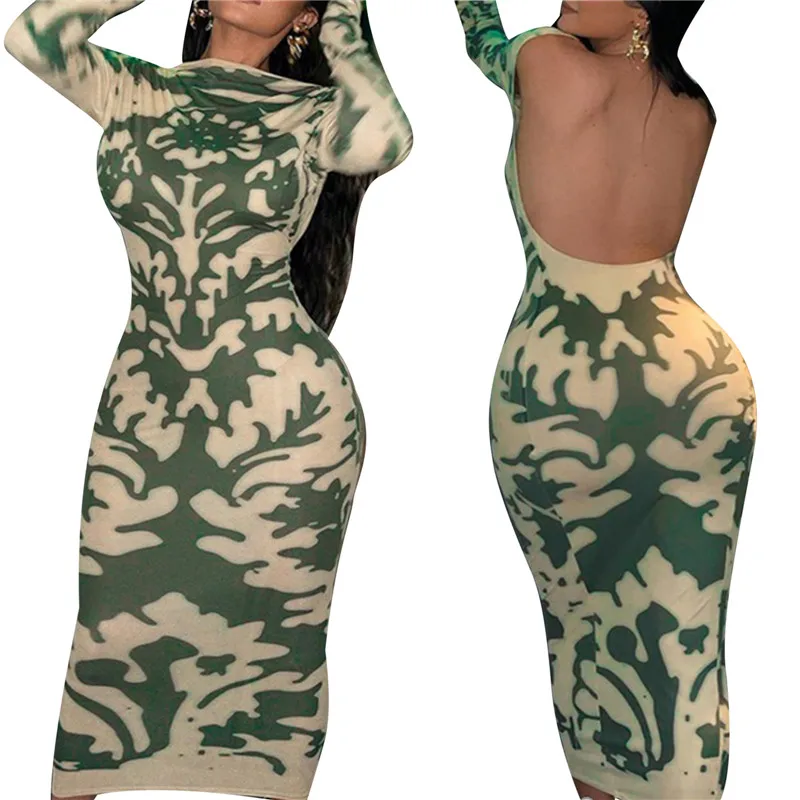 

Sexy Ladies Backless Dresses Summer Autumn Women Vintage Women Clothes Streetwear Outfits Beach Party Dresses Club Wear
