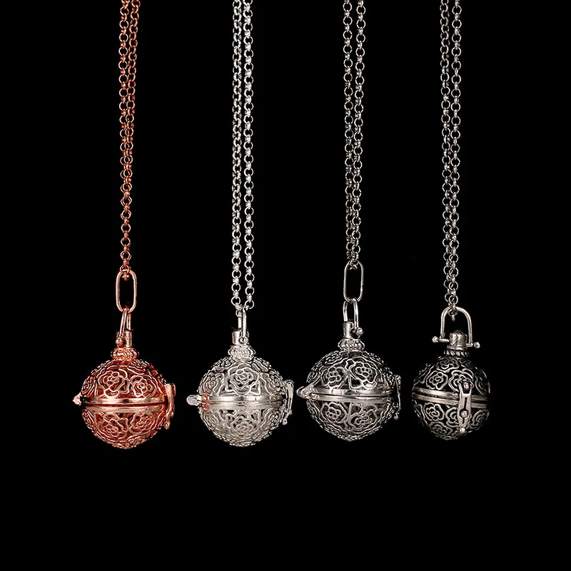 Роза Цветок Ангел шар гармония звонящий колье с кулоном в виде клетки