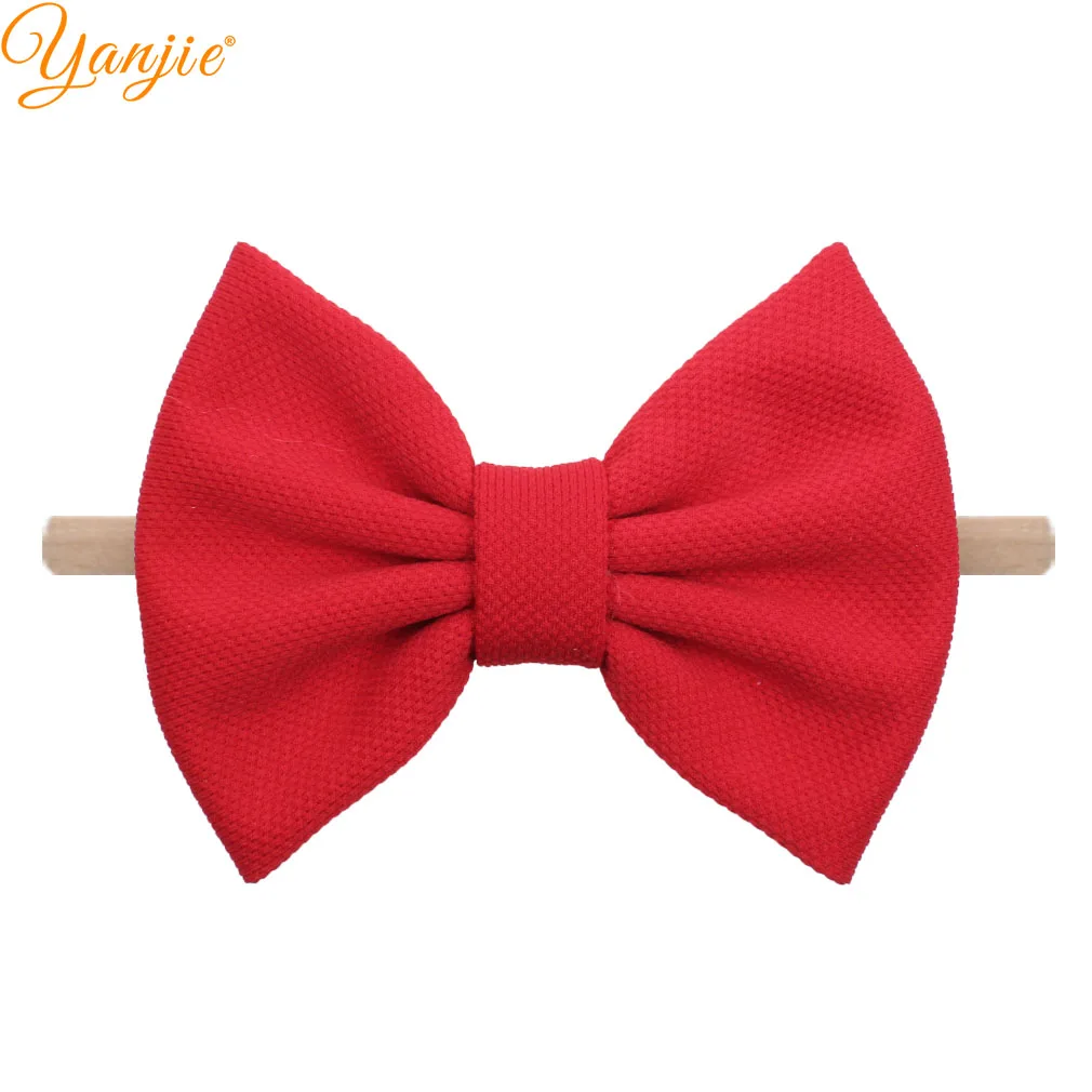 5 inch bow-red 7 дюймовая повязка на голову с большим бантом для девочек, г., однотонные большие банты для волос, эластичные тюрбан, повязка на голову, детский топ с бантом, повязка на голову, аксессуары для волос - Цвет: 5 inch bow-red