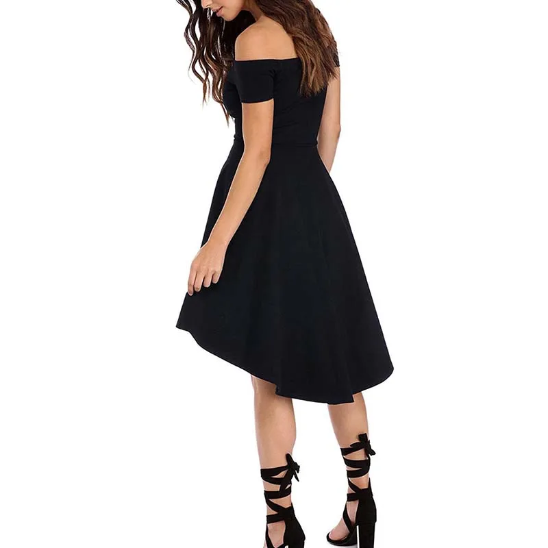 Новинка 2019 модное весеннее женское однотонное платье до колена с длинной спинкой