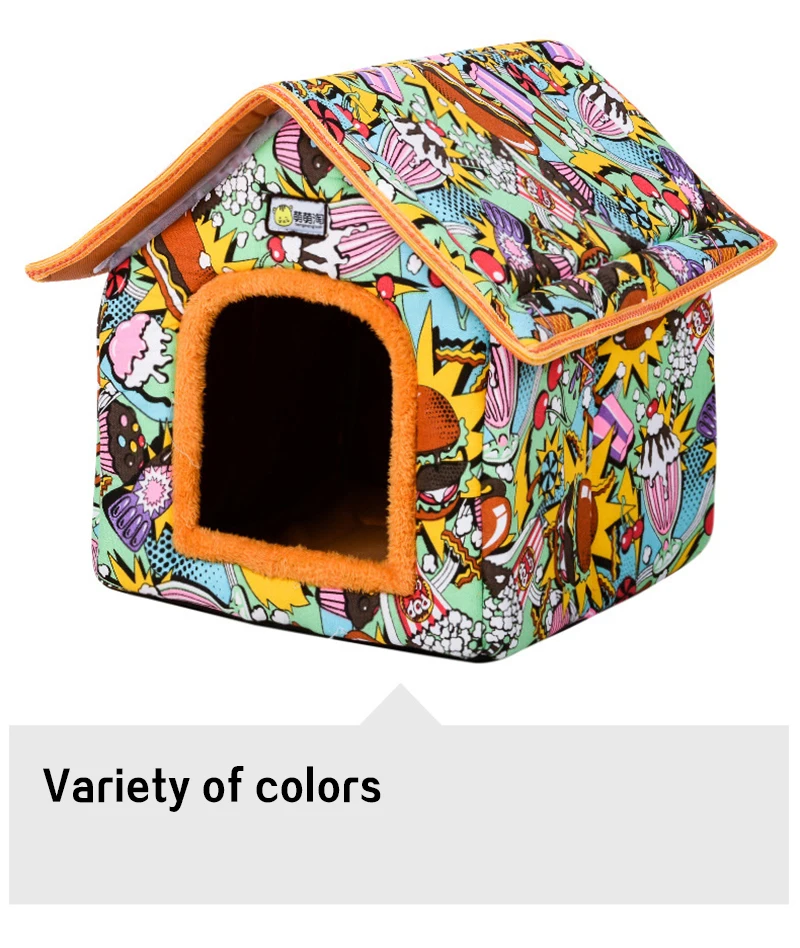 Рождественская мультяшная Собака Кровать Дом зимнее мягкое теплое гнездо