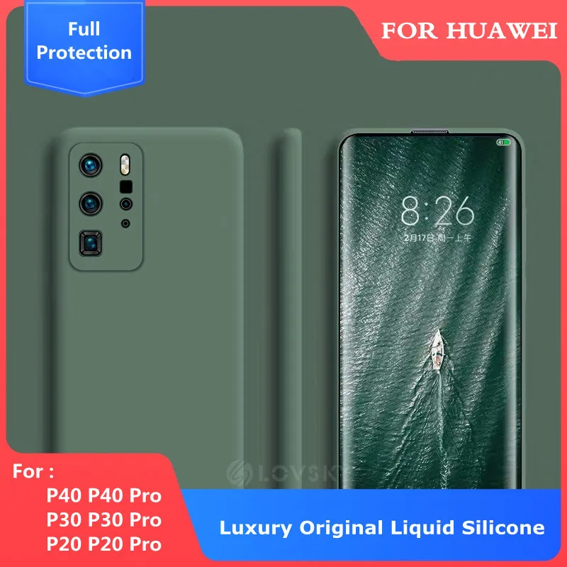 

For Huawei P40 P30 P20 Pro P40 Lite Case Luxury Original Silicone Full Protection Soft Cover For Huawei Mate 40 30 20 Pro Cases