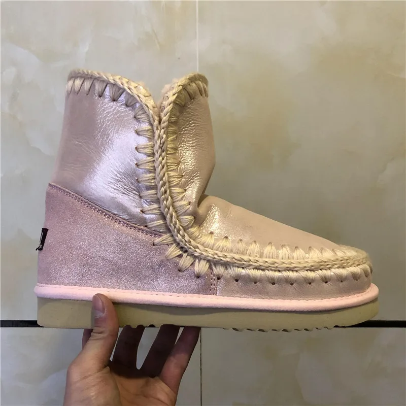 

2021 winter women snow ankle boots classic eskimo 18 leather sheepskin luxury brand ladies short botines botas