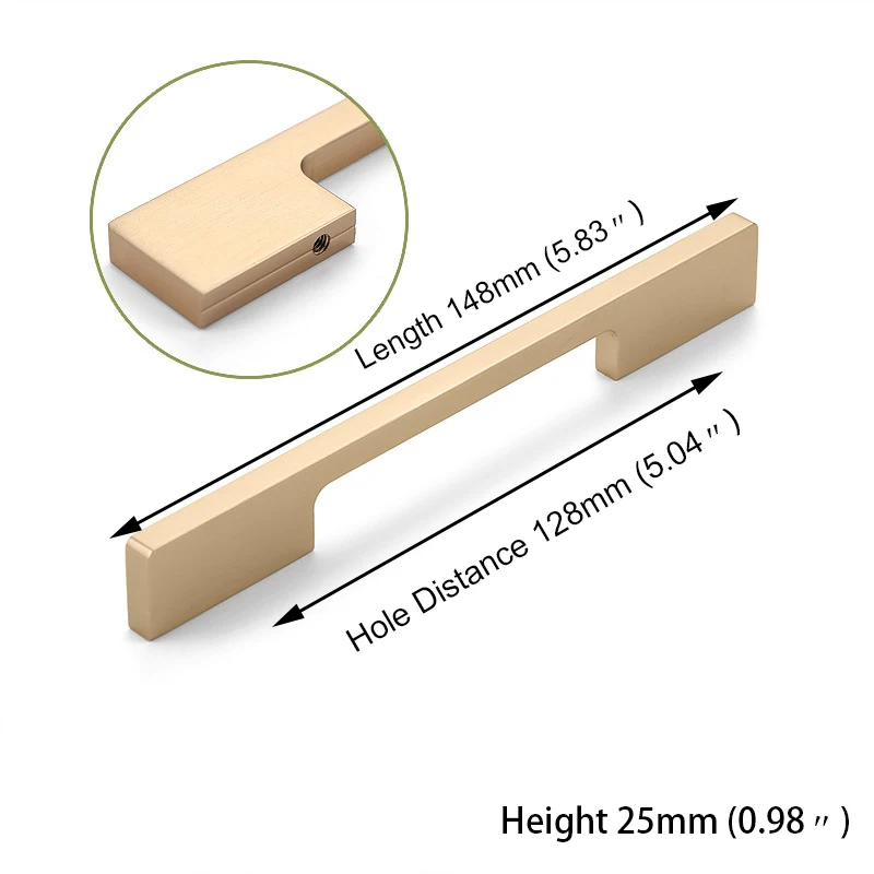 Gold 128mm KAK 5 шт. черные ручки для шкафа из твердого алюминиевого сплава кухонная дверная ручка для шкафа ручки для выдвижных ящиков оборудование для обработки мебели - Цвет: Gold 128mm
