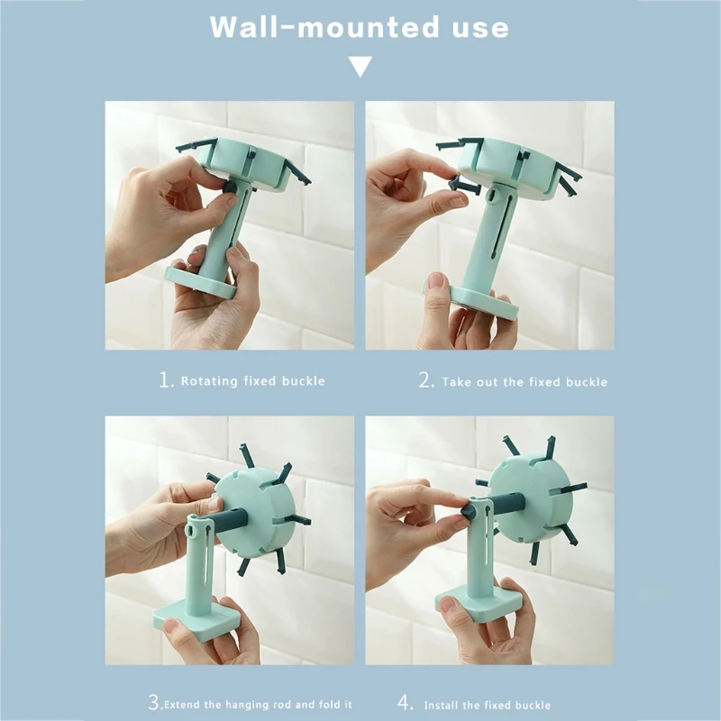 

Wall Mount Home Rotating Storage Rack 360 Degrees Rotated Kitchen Hooks Self Adhesive 8 Hooks Hanging Rack Organizer Closet