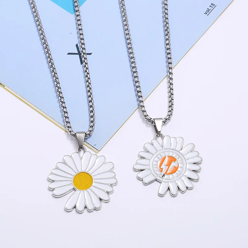 Простые Подвески с ромашками ожерелья для женщин и мужчин очаровательный