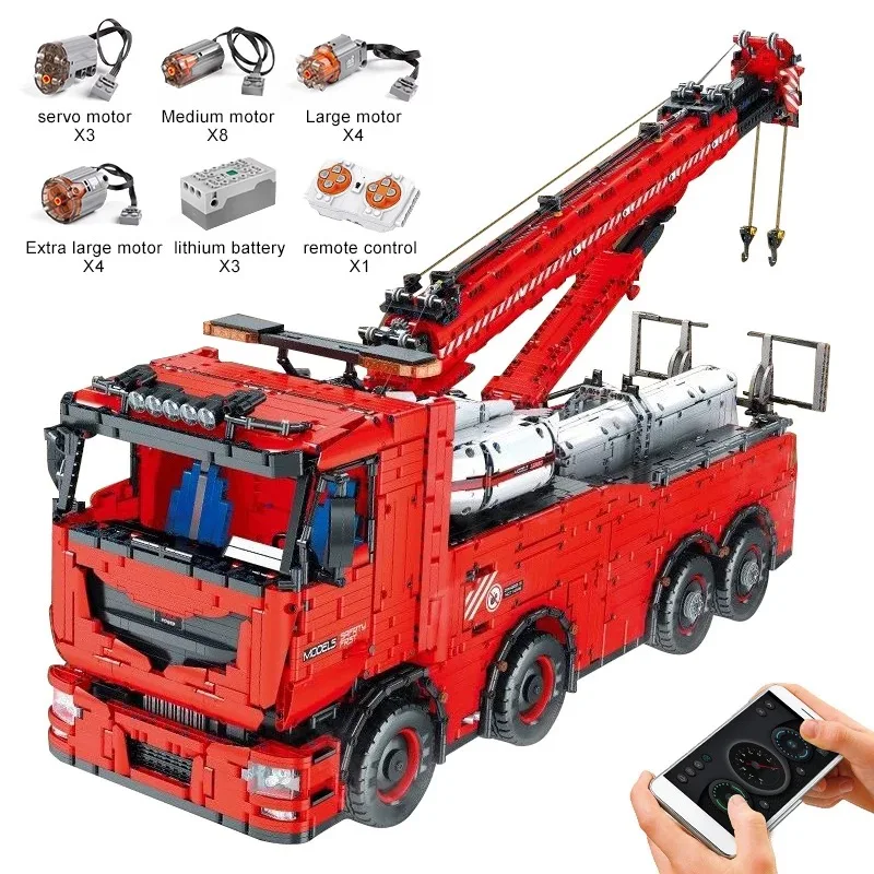 

MOULD KING 19008 The MOC-29848 Motorized Tow Truck MKII Set Assembly Crane Toys Building Blocks High-Tech Car Bricks Kids Gifts