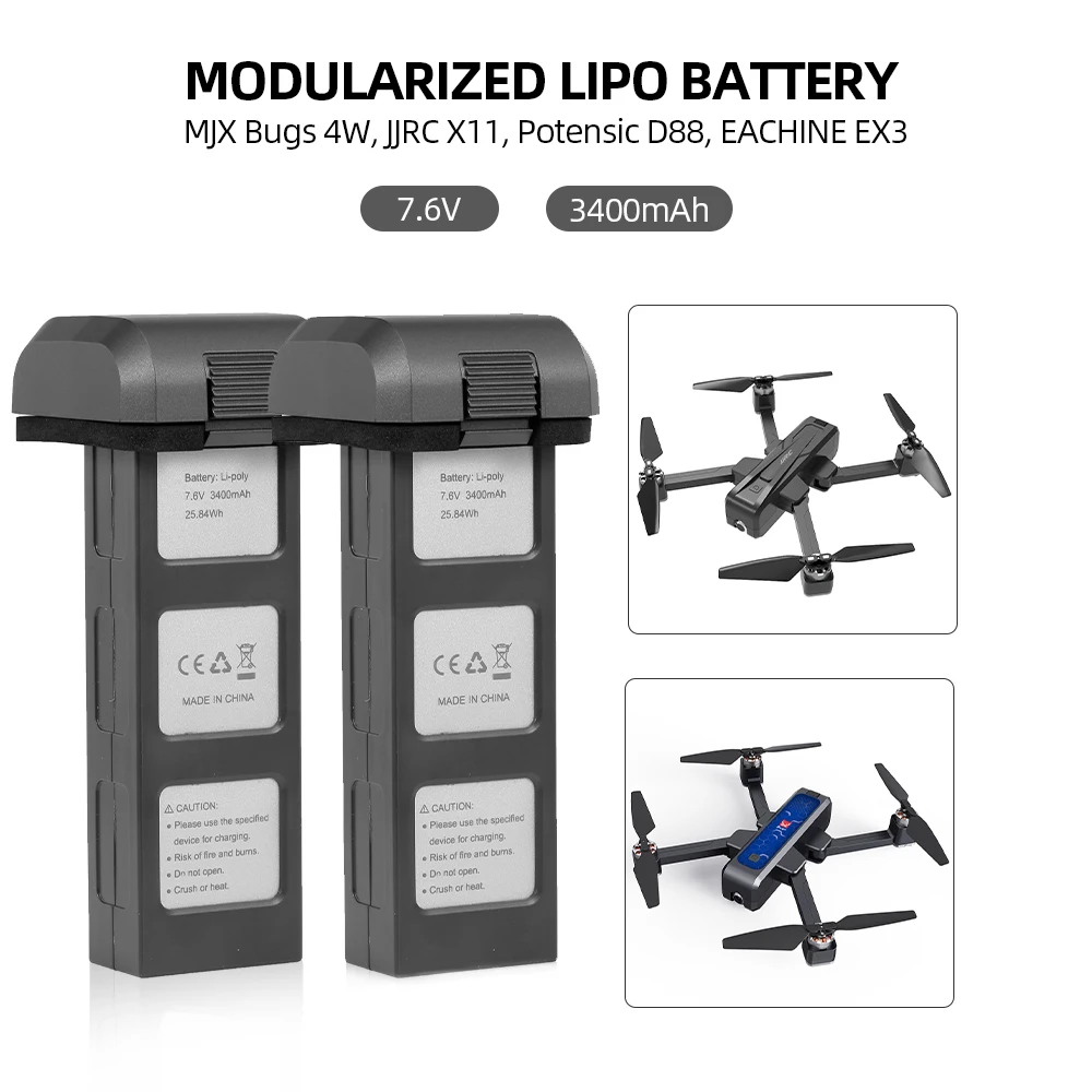 Литий полимерный аккумулятор высокой емкости 2 шт. 7 6 В 3400 мАч с зарядным