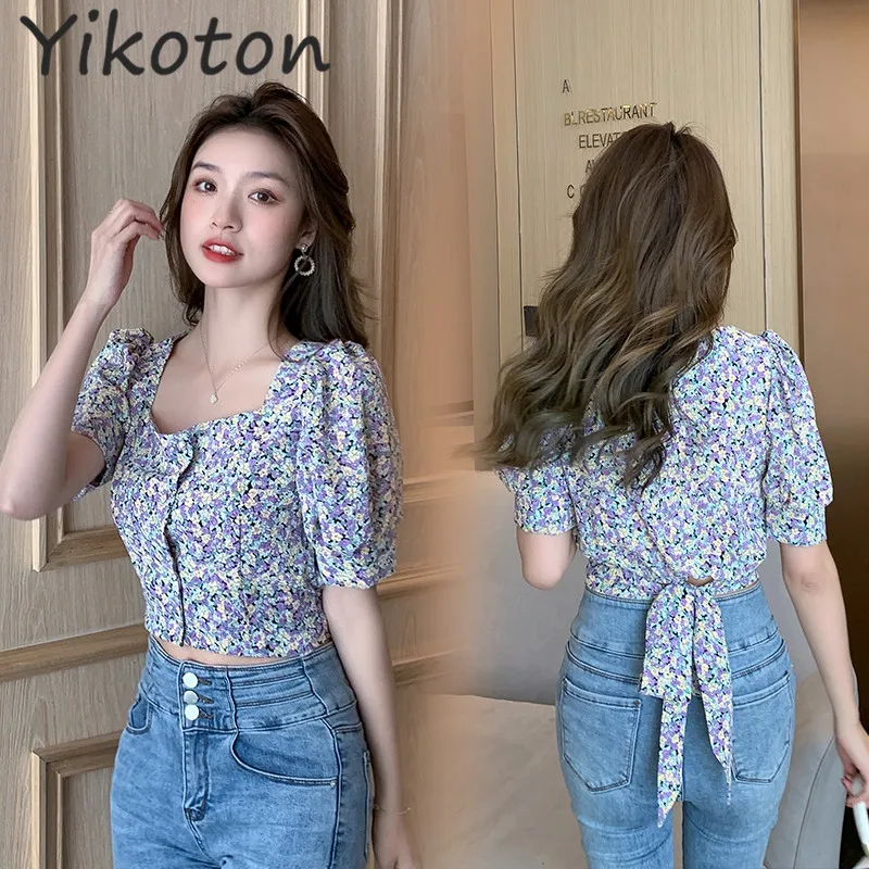 Женские блузки и рубашки с цветочным принтом 2022 Повседневная Облегающая рубашка