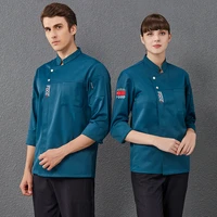 unisex catering restaurant kitchen jacket long sleeve master chef uniform workwear hotel cooking canteen pastry bakery cook coat