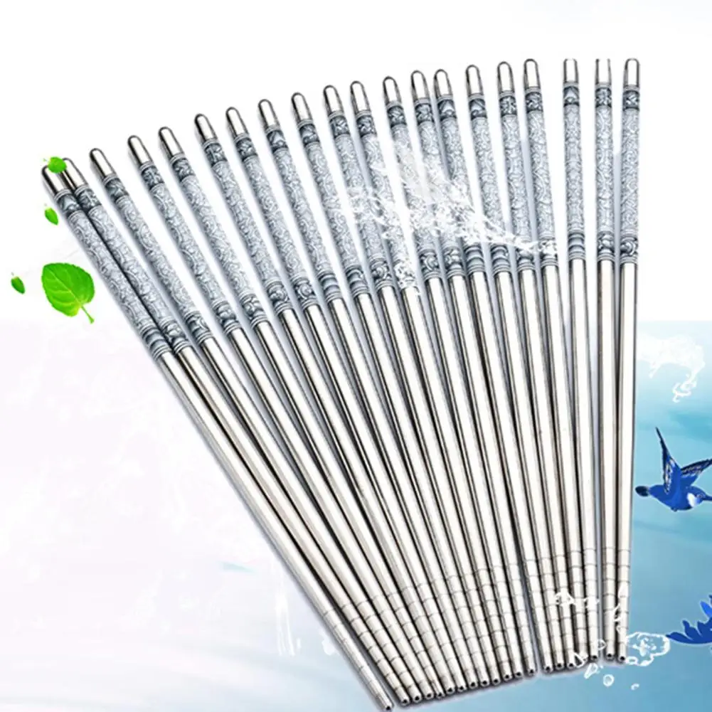 Китайские металлические палочки для еды Нескользящие из нержавеющей стали набор