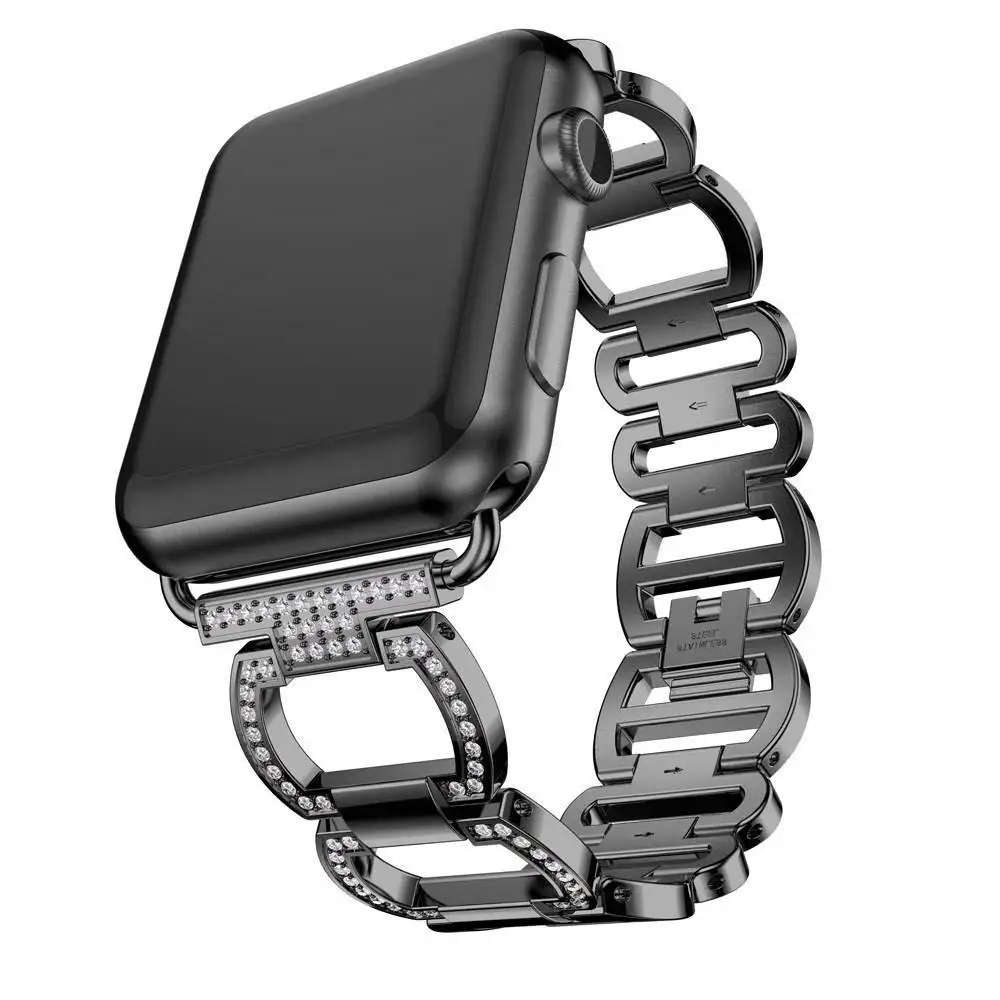 Ремешок из нержавеющей стали для Apple Watch Band горный хрусталь алмазный обруч 38 мм 42 мм серия для Apple Watch 40 мм 44 мм серия 4