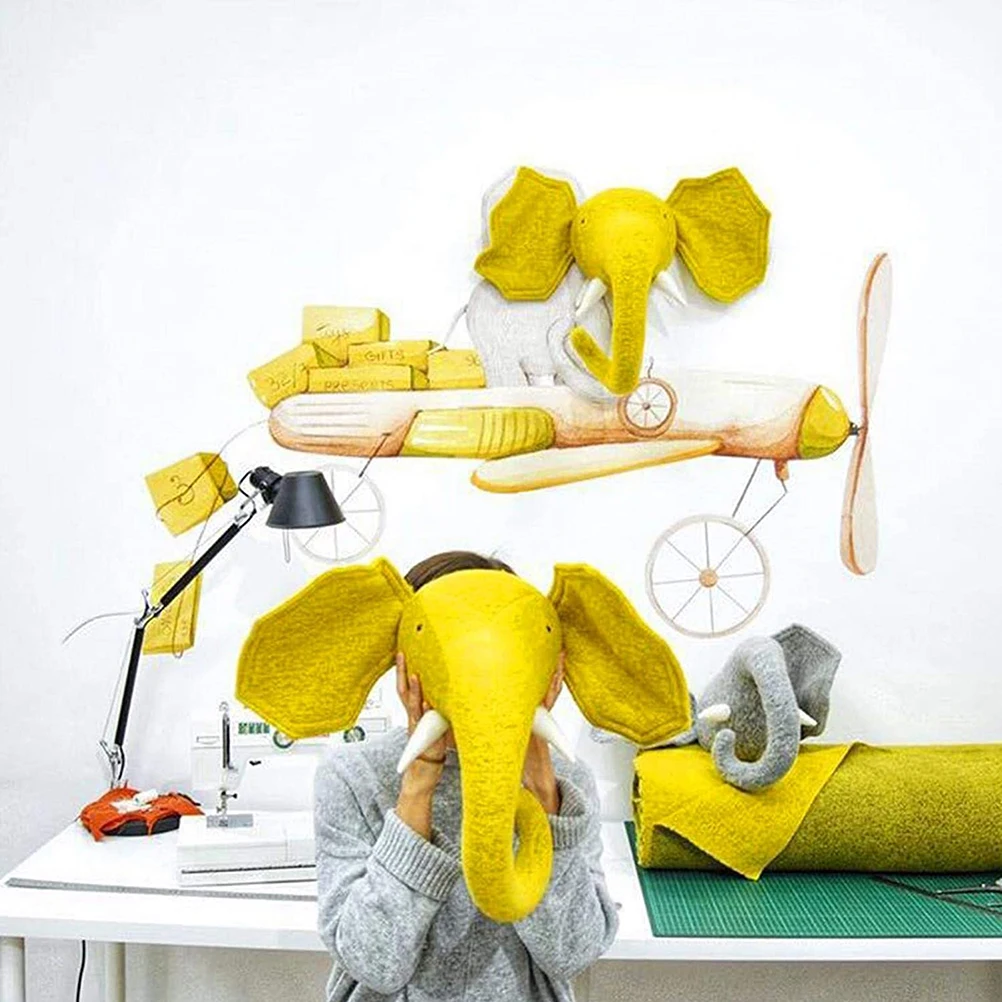 

Elephant Animal Head Wall Hanging Mount Stuffed Plush Toy For Kids Baby Girl Gift Nursery Room Artwork Wall Decor #20