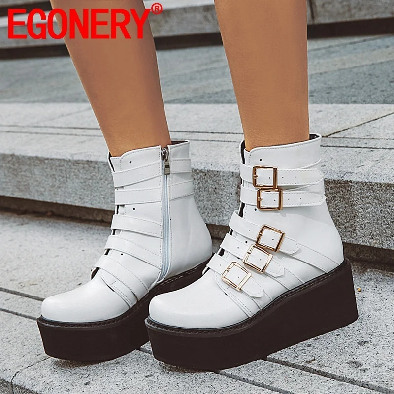 EGONERY Лидер продаж Женские ботильоны Сезон Зима Новинка Модный круглый носок