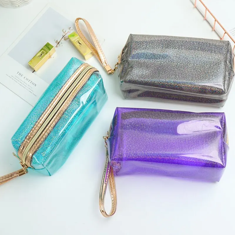 

Portable Women Waterproof Makeup Case Transparent Cosmetic Bags Wash Bags Large Capacity Jelly Clear Storage Bag Zipper Pouch
