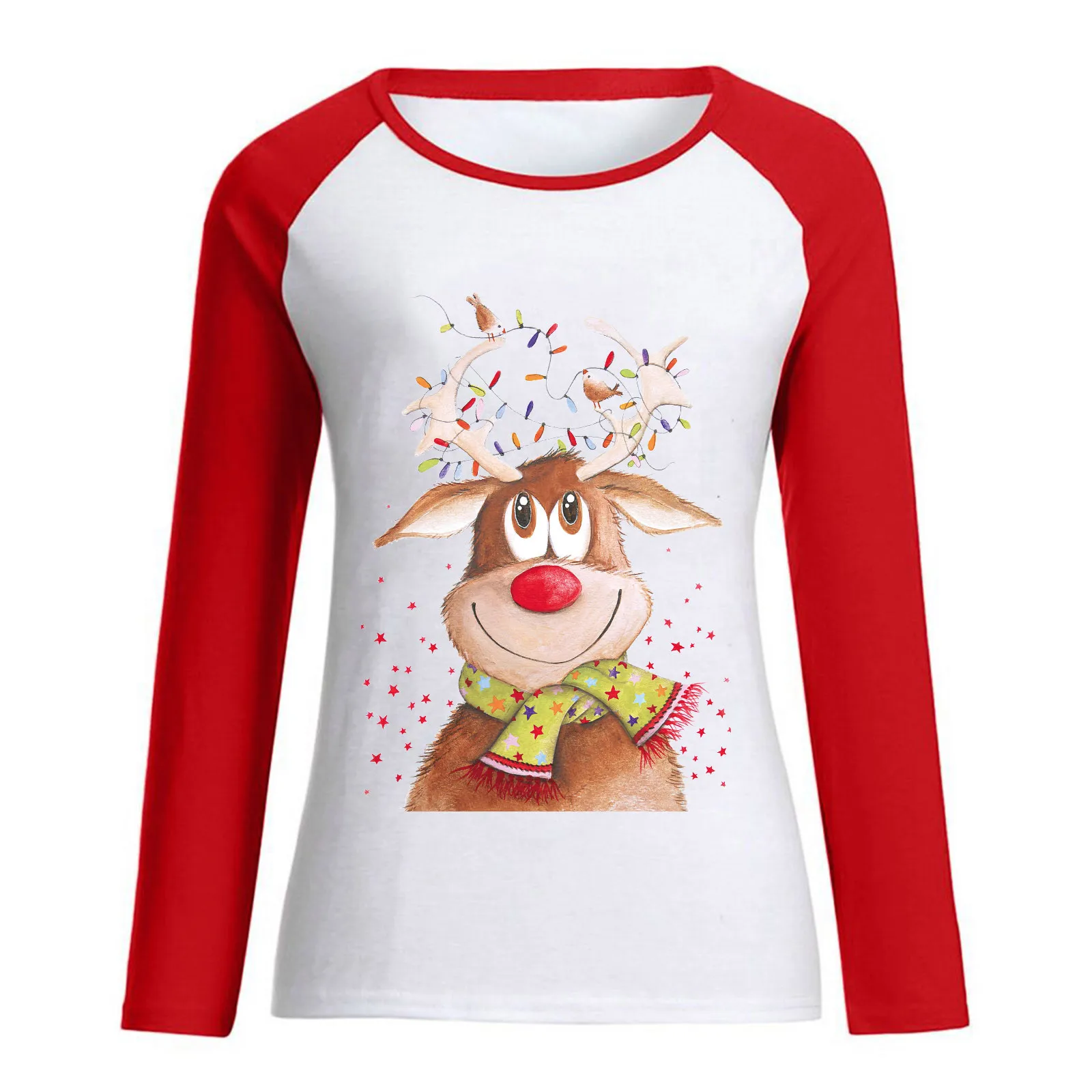 

Fashion Women Shirt Blouse Tops Casual Christmas Printing Raglan Long Sleeve Shirts Blouse Tops high quality Ladies shirts top