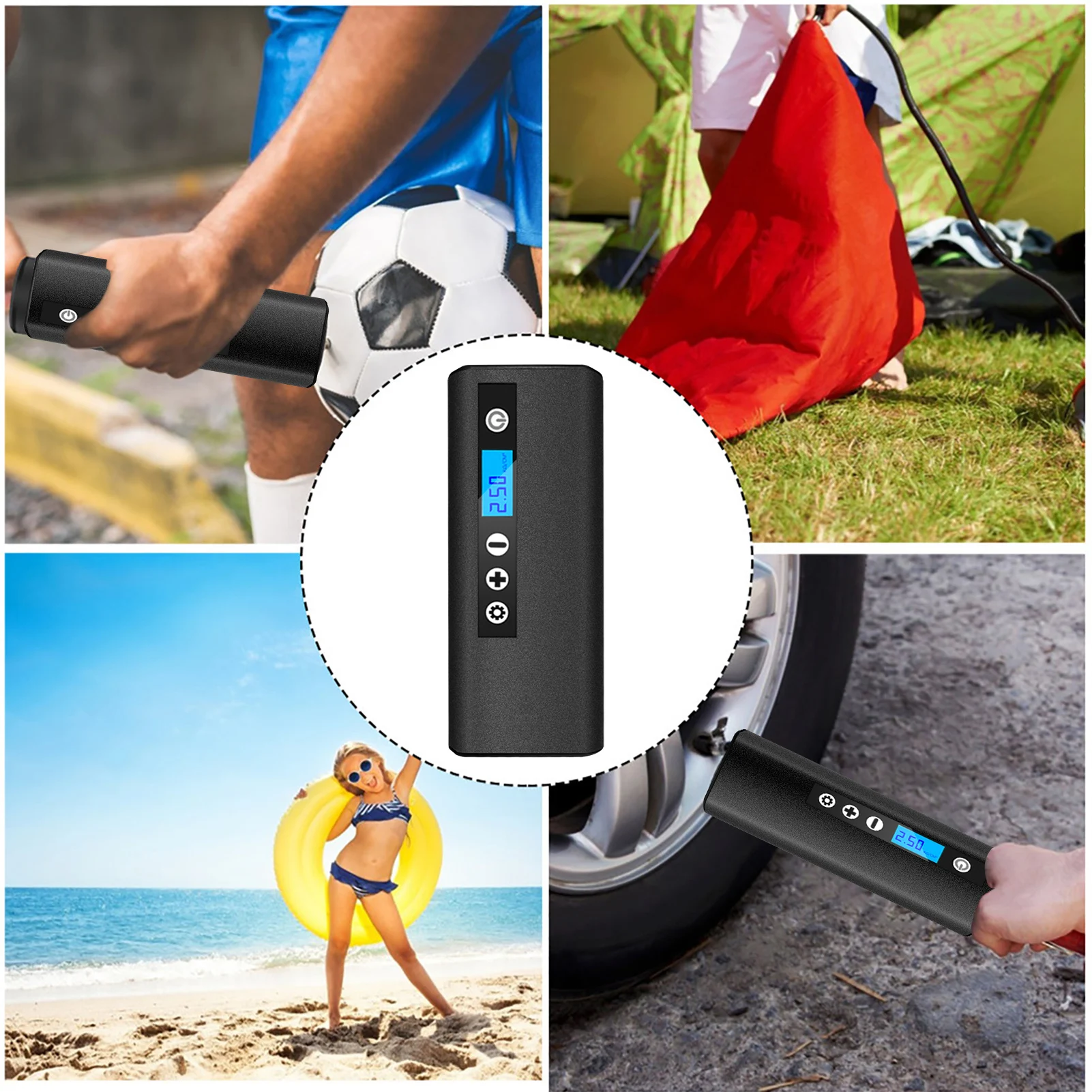 

Air Compressor 150PSI Car Pump Tire Inflator With LCD Display 2000mAh Battery Smart Car Air Pump For Car Repair