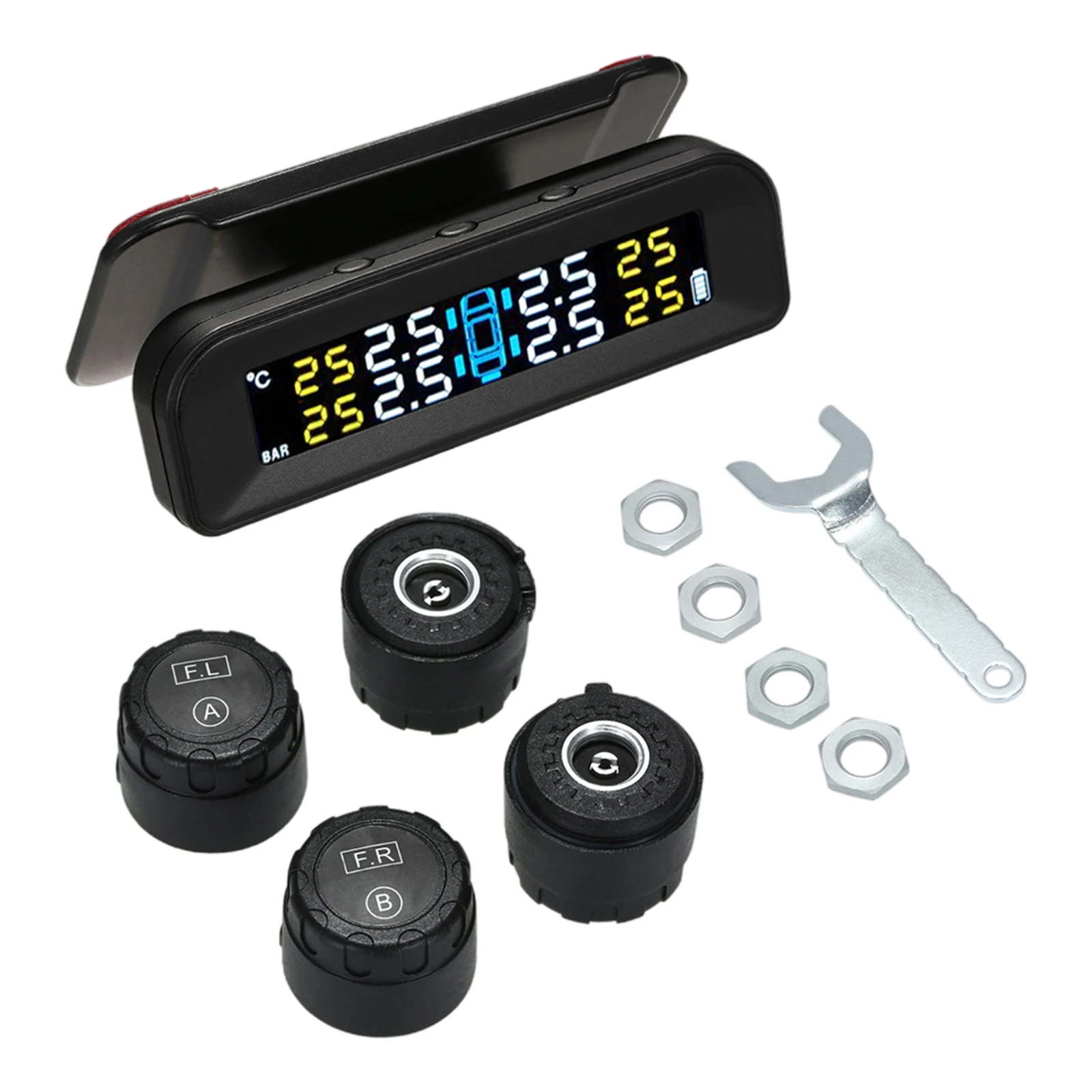 

TPMS Solar Wireless Tyre Pressure Auto Alarm Monitoring System Real Time