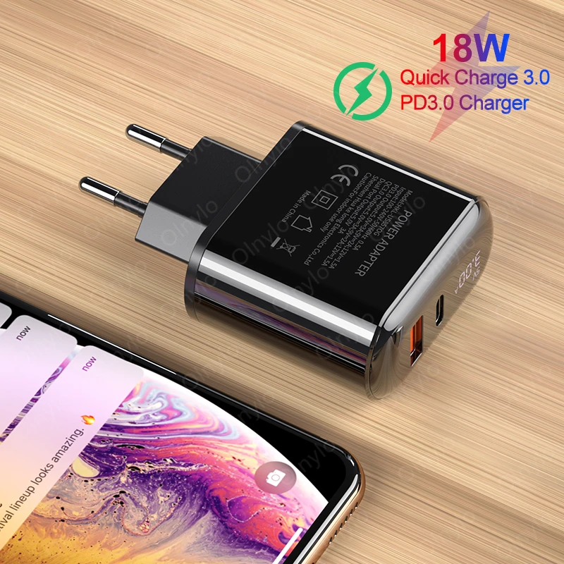 

PD Daul USB Charger Quick Charge 3.0 36W QC3.0 For iPhone 12 Samsung Phone Tablets Universal Fast Charging Adapter Wall Chargers