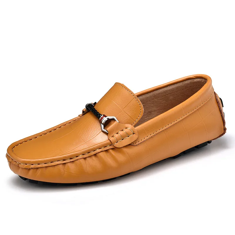 Yut-1755-Brown Лоферы; мужская повседневная обувь; модная брендовая мужская обувь; кожаные мужские лоферы; Мокасины без застежки; обувь для вождения; мужская обувь на плоской подошве; цвет коричневый - Цвет: Yut-1755-Brown