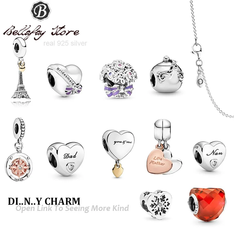 

100% Real 925 Sterling Silver Teapot Charm Flower Beads Dad Fits Original Bracelet Bangle Women Jewelry DIY Making Gifts