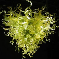 modern chandeliers lamp green color flush mount large mouth blow glass pendant light fixtures for living room kitchen decoration