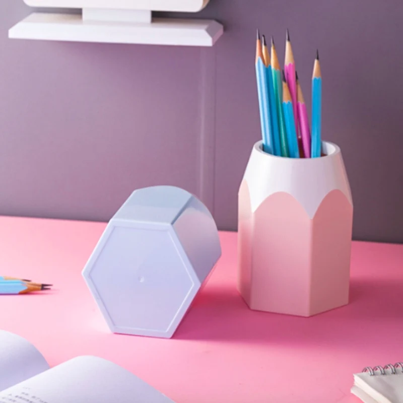 Милый пластиковый настольный органайзер офисный держатель для карандашей и