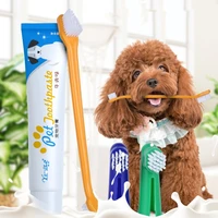 4 pcs pet toothpaste toothbrush set teeth hygiene oral care kit cleaning supply toothpaste