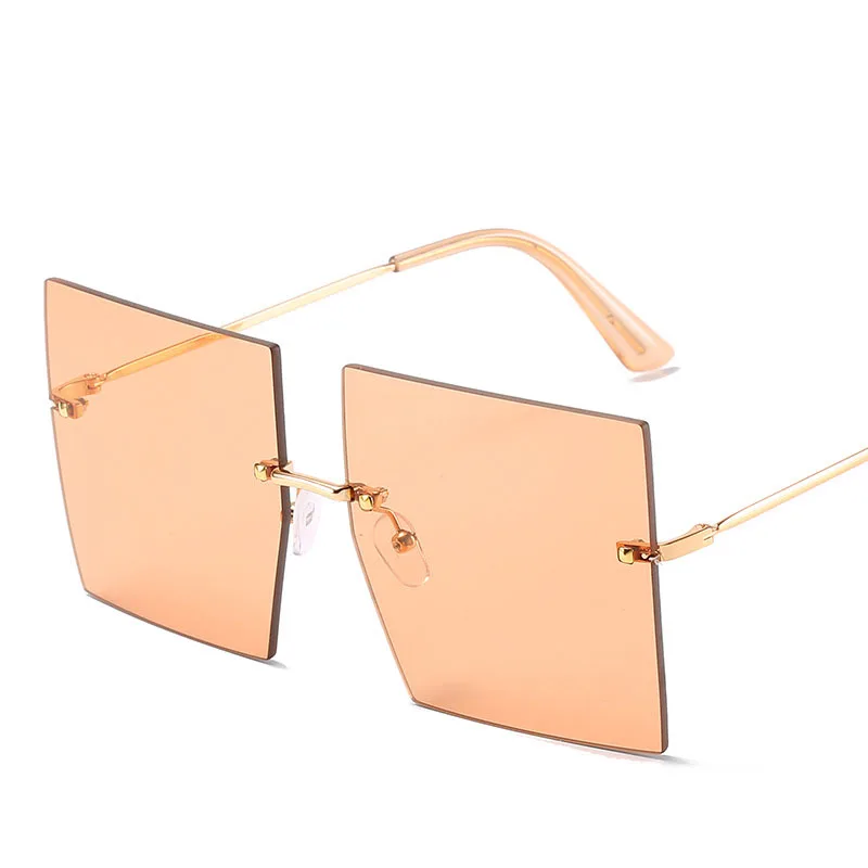 

Rimless Oversized Sunglasses Women Square Sun Glasses Vintage Retro Glasses Goggles Shades For Men Luxury Designer Oculos De Sol
